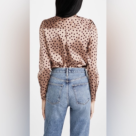 L’AGENCE | Brenda Puff Sleeve Silk Bodysuit Dots Size XS - Picture 9 of 14
